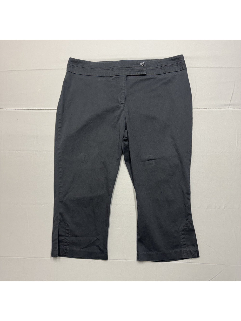 Tribal Womens Stretch Extensible Cotton Capri Crop Pants Size 14P Black Casual